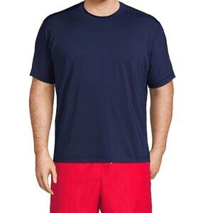 LAND'S END Men's Big and Tall UPF 50 Swim Tee Rash Guard XXXL Navy Size 50-52